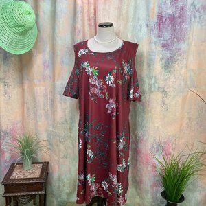 NWT 📌 Kancystore Short Sleeve Cold Shoulder Casual T-Shirt Swing Dress